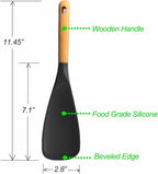 VOVOLY Cooking Spoon for Nonstick Cookingwares, Silicone Spatula Spoon for Mixing, Scoop, and Scrape, (Black-2 pack, 11.4'')