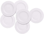 6pcs Salad Dessert Plate 7.5inch White Porcelain Dinner with Round Flat Design Good for the Gift