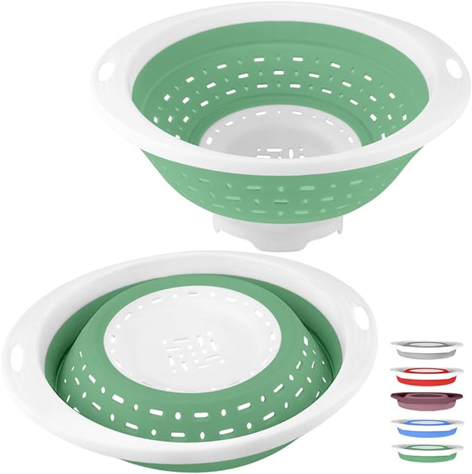QiMH Collapsible Colander and Strainer, 5 Quart(1.25 gal) BPA Free & Dishwasher-safe Silicone Foldable Strainer, Heavey Duty Kitchen Drainer Basket for Pasta, Veggies and Fruits