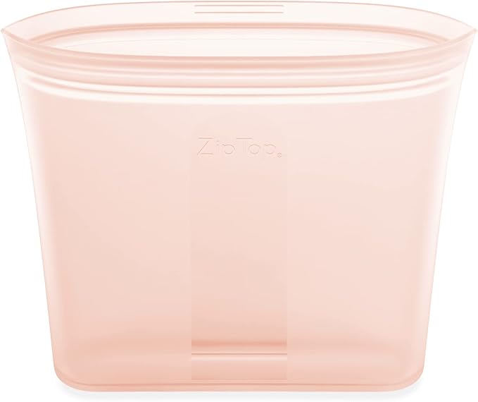 Zip Top Reusable Food Storage Bags | Sandwich Bag [Peach] | Silicone Meal Prep Container | Microwave, Dishwasher and Freezer Safe | Made in the USA