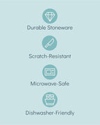 Stoneware dinnerware set 8 persons 24 pcs – Modern style plates and bowls set ceramic – Microwave safe dinner plates and bowls set – Bowl and plate set – Dinner service Pure Living beige & light blue