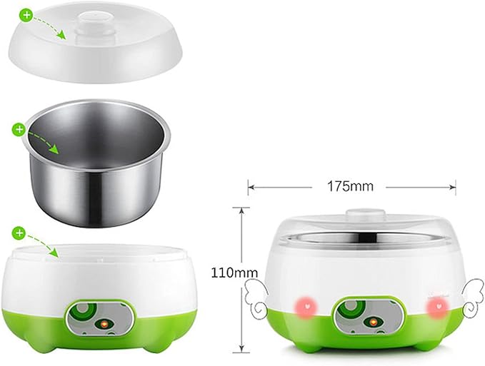 15w Yogurt Maker-Energy Saving,110v Yogurt Starter Machine Automatic Electric 1l Stainless Steel Container,Good Freshness/Transparent Lid,Home Yogurt Incubator For Greek Yogurt,6.74 * 4.33in