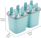HOMQUEN Popsicles Molds, 8 Piece Ice Pop Mold, Reusable Easy Release Ice Cream Mold for kids, Many Shapes Homemade Popsicle Molds, DIY Popsicle Maker, BPA Free (8 Cavities-Blue)