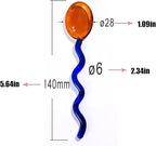 5 Pieces Glass Spoons, Creative Colorful Glass Dessert Spoon Colored Transparent Coffee Milk Curved Handle Stirring Teaspoon for Home Bar Party (Round)