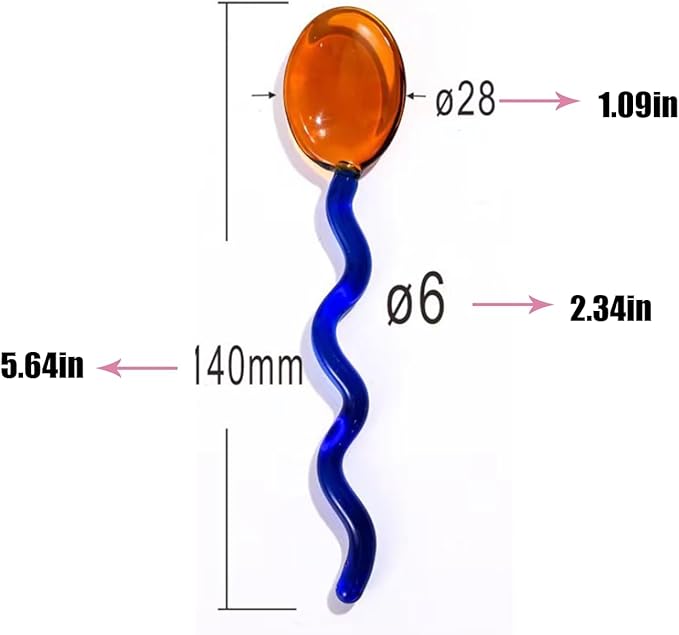 5 Pieces Glass Spoons, Creative Colorful Glass Dessert Spoon Colored Transparent Coffee Milk Curved Handle Stirring Teaspoon for Home Bar Party (Round)