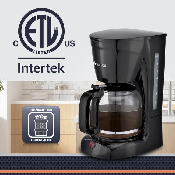 Newhouse Electric Coffee Machine NHCM-001-12, 12-Cup Coffee Maker with Auto Shut Off, Electric Pot with Metal Mesh Coffee Filter Basket, ETL Certified for Hospitality and Residential Use