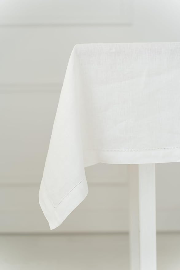 Natural Linen Tablecloth 60 x 106 Inch - 100% Pure Linen Rectangular Tablecloth - Machine Washable Table Cover for Spring, Easter, Summer, Indoor, Outdoor, Off White