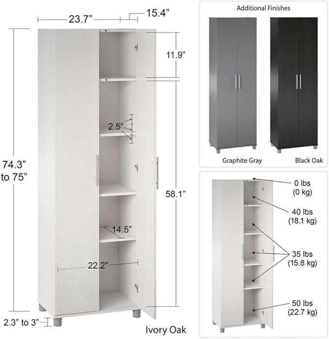 SystemBuild Camberly 24" Utility Storage Cabinet in Graphite Gray