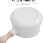 DOITOOL Butter Warmer, 380ml Enamel Milk Pot for Stove Top, Small Sauce Pan with Wooden Handle, Butter Melting Pot Milk Pan, Small Soup for Home Kitchen Cooking Heating Boiling