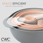 COOK WITH COLOR Nesting Bowls with Measuring Cups Colander and Sifter Set - Includes Mixing Bowls, Colander, Sifter and Measuring Cups, Pink, 8 Pc Bowl