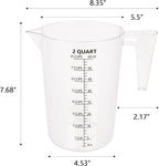 Food-Grade Plastic Measuring Pitcher – 64 Ounce & 8 Cups Measuring Cups with Handle for Liquid, Motor Oil, Pool & Lawn Chemicals, Dilution, Soap Mixing, Brewing, Commercial & Kitchen Use(2000ml)