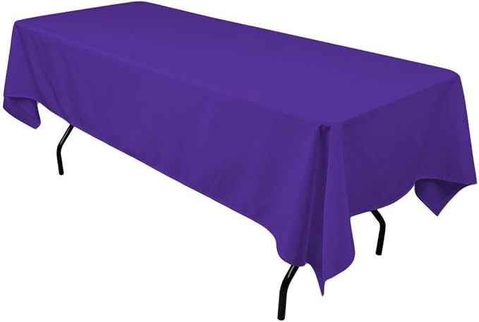 Gee Di Moda Rectangle Tablecloth - 60 x 126" Inch - Purple Rectangular Table Cloth for 8 Foot Table in Washable Polyester - Great for Buffet Table, Parties, Holiday Dinner, Wedding & More