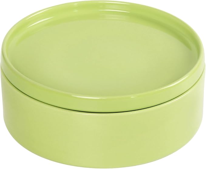 Mini Casserole Dish 23 Ounce French White Ceramic Bakeware Set with Lids, Chip and Crack Resistant Stoneware Baking Dish, Microwave, Dishwasher, Oven, Freezer and Fridge Safe (Green 7.1
