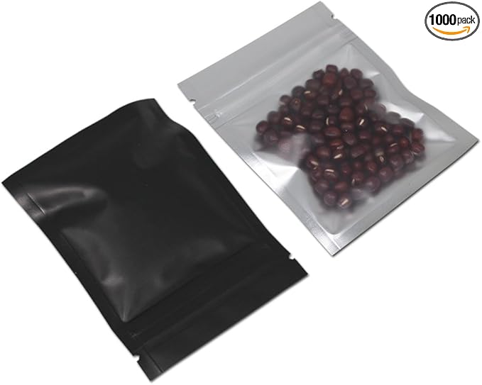 PABCK 1000 Pack 2.9x3.9inch (2.5x2.7inch inside size) Resealable Zipper Lock Food Storage Bags for Zip Heat Seal Lock Coffee Foil Packaging Pouch for Food Self Sealing Storage Supplies