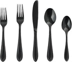 Black Silverware Set, 60-Piece Stainless Steel Flatware for 12, Heavy-Duty 18/0 Stainless Steel Utensils,Mirror Polished Dishwasher Safe for Home & Kitchen Dining