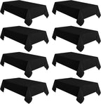 sancua 8 Pack Black Tablecloth 60 x 120 Inch, Rectangle Table Cloth for 8 Feet Tables - Stain and Wrinkle Resistant Washable Polyester Table Cover for Dining Tables, Buffet Parties and Camping