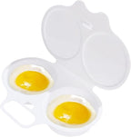 1pc white Egg Poacher, Microwave Boiler Poacher, 2 Cavity Nonstick Double Drain Poached Egg Maker Cups With Lid
