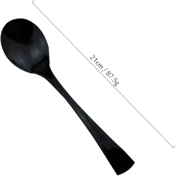 JASHII 18/10 Stainless Steel Mirror Polished Black 2 Pcs Salad Fork & 2 Pcs Salad Spoon Black Server Utensil Set