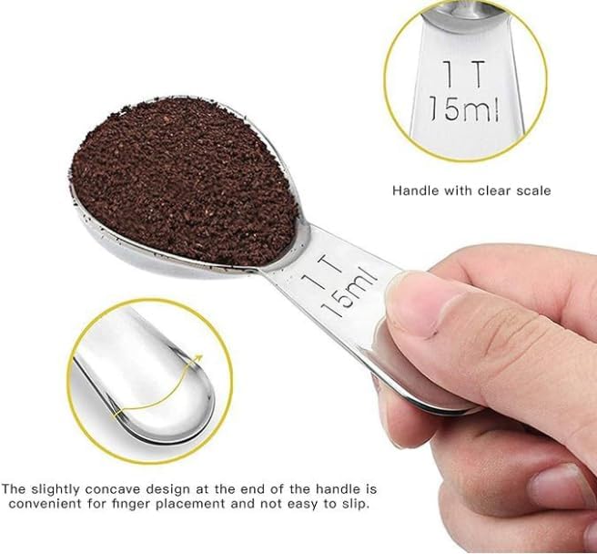 4-Pack Coffee Scoop – 1 Tablespoon (15ml) Stainless Steel Measuring Spoons, Compact Short Handle for Ground Coffee, Tea, and Powder