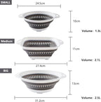 LogFaadCoi 3 Pcs Collapsible Colander and Strainer,Silicone Strainer Colanders & Food Strainers,for Vegetable and Fruit, Kitchen Essentials, white