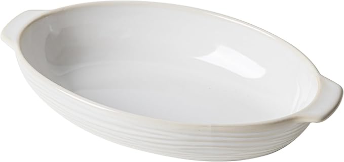 Casserole Dishes for Oven, 12 Oz Ceramic Baking Dish, 9 x 8 inch Oval Deep Lasagna Pan, Porcelain Baking Pan with Handles, White Bakeware Au Gratin Pans, Housewarming Gift, Dishwasher Safe