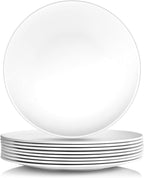 Plates 11inch Melamine Dinner Plates Round White Durable Dishes Set of 8 for Salad Dessert Dinner