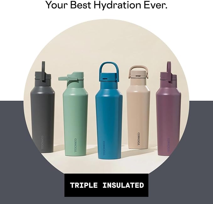 Corkcicle Sport Canteen Insulated Tumbler, Flint, 20 oz – Reusable Water Bottle Keeps Beverages Cold for 25 Hours & Hot 12 Hours – Cupholder Friendly Tumbler with Screw-On Cap