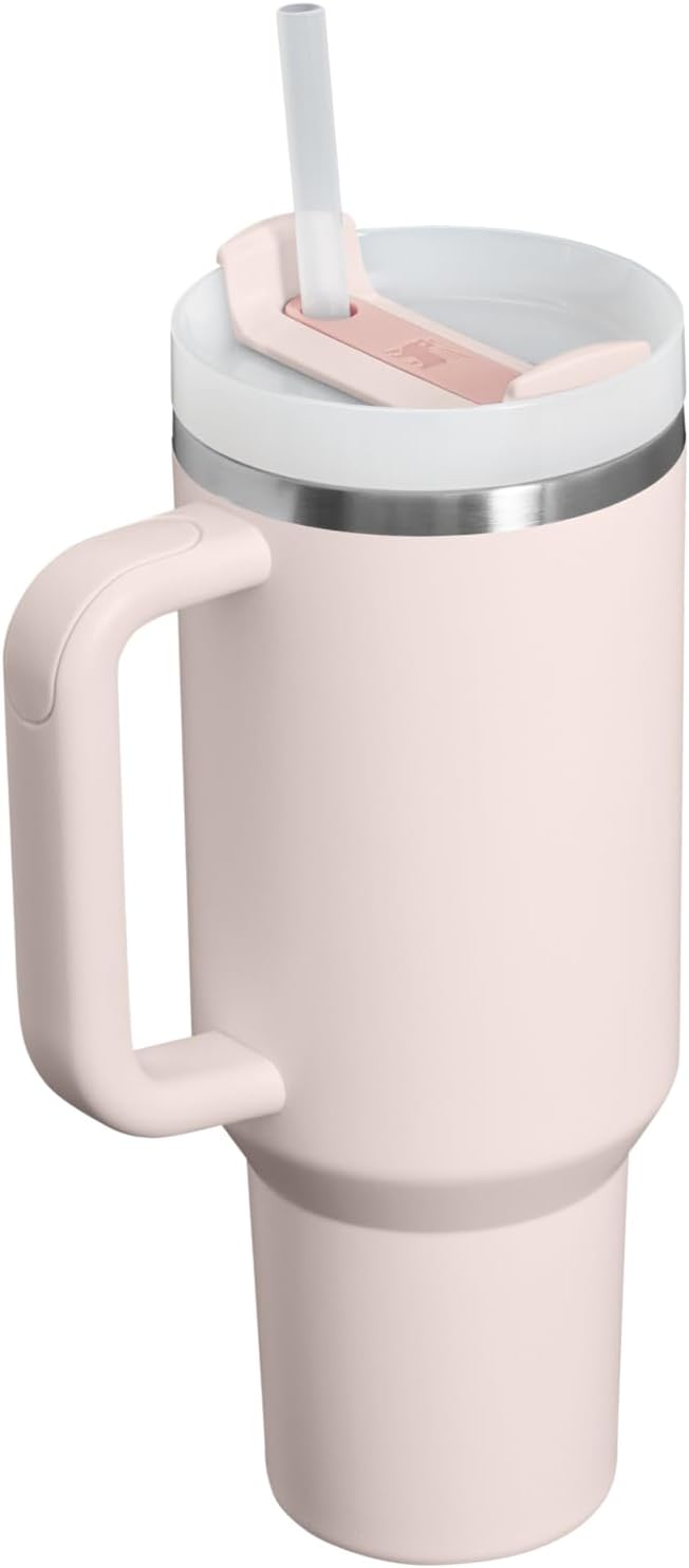 Stanley Quencher H2.0 Tumbler with Handle and Straw 40 oz | Flowstate 3-Position Lid | Cup Holder Compatible for Travel | Insulated Stainless Steel Cup | BPA-Free | Rose Quartz 2.0