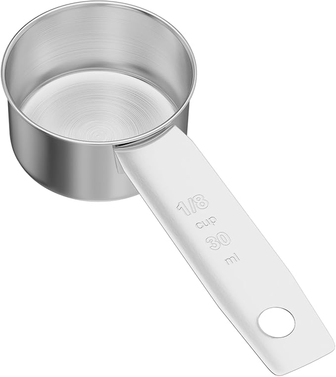 1PCS 1/8Cup(2Tbsp, 30ml, 2oz) Stainless Steel Measuring Cup, Single Metal Scoop for Wet and Dry Ingredients, Great Kitchen Gadgets for Cooking