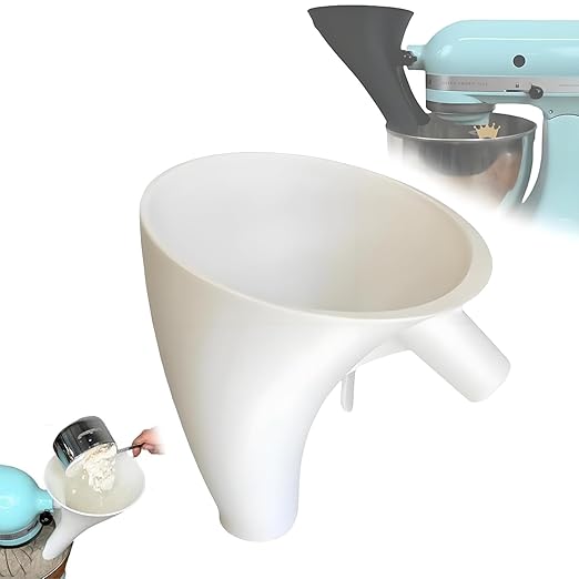 Counte Flour Funnel for Kitchen Aid Mixer,New Flour Funnel-Stand Mixer for Kitchen Aid Artisan Ksm150 5-Quart Tilt-Head Stand Mixer,for Egg Liquid and Both Flour,Enables Guided Pouring (White)