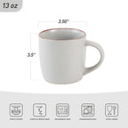 famiware Mercury Coffee Mugs 13 oz, Coffee Mugs Set of 6 with Handle, Cups for Latte, Hot Tea, Cappuccino, Mocha, Cocoa, Light Grey