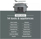 Ninja Foodi PossibleCooker PRO MC1000 8.5Qt Multicooker 8 in 1 Slow Cooker, Dutch Oven, Steam Bake Roast Sear Sauté Bread Maker Warmer, Glass Lid, Integrated Spoon, Nonstick (Gray)