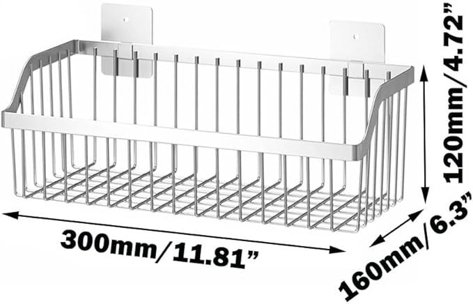 SUS304 Stainless Steel Wire Basket, Hanging Wall Organizer Cabinet Storage Basket, Wall Mounted Shelves for Home Kitchen Bathroom, 2-Pack