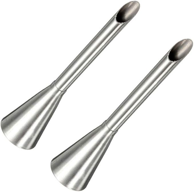 2pcs Cream Icing Piping Nozzle Tip Stainless Steel Pastry Cupcake Cake Decorating Tips Puff Nozzle Tip Pastry Tool