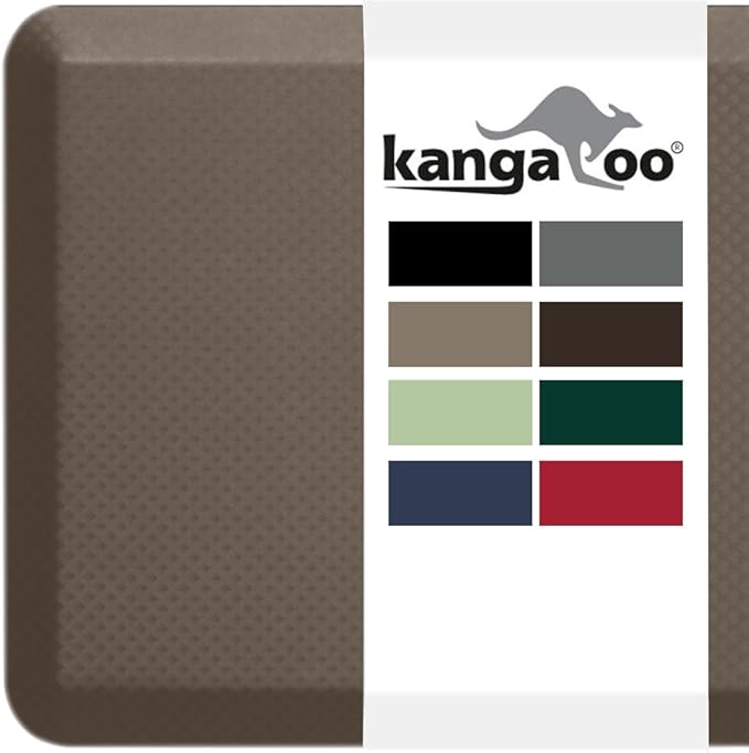 KANGAROO Thick Ergonomic Anti Fatigue Mats for Kitchen Floor, Cushioned Standing Office Desk Mat, Waterproof Scratch Resistant Topside, Supportive All Day Comfort Padded Foam Rugs, 20x32, Cappuccino