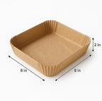 8 Inch Square Pre-Formed Parchment Paper, Plastic Free Packaging, Natural Unbleached Food Grade Non-Stick Liners, High Heat Safe, Designed in USA, 50 Sheets