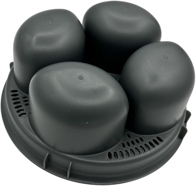 4 Eggs Egg Poacher Insert, Ceramic, Round, Blue