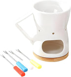 Fenteer Chocolate Fondue Pot Cheese Melting Insulated Pot Butter Heater with Forks for Dinner Party Engagement
