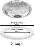1/2/3/6/9/12 Cup Espresso Maker Replacement Gasket, Coffee Maker Rubber Gasket, Moka Pot Silicone Seal For Espresso Moka Stove Pot, Stovetop Espresso Maker Seal (3 cup+sieve)