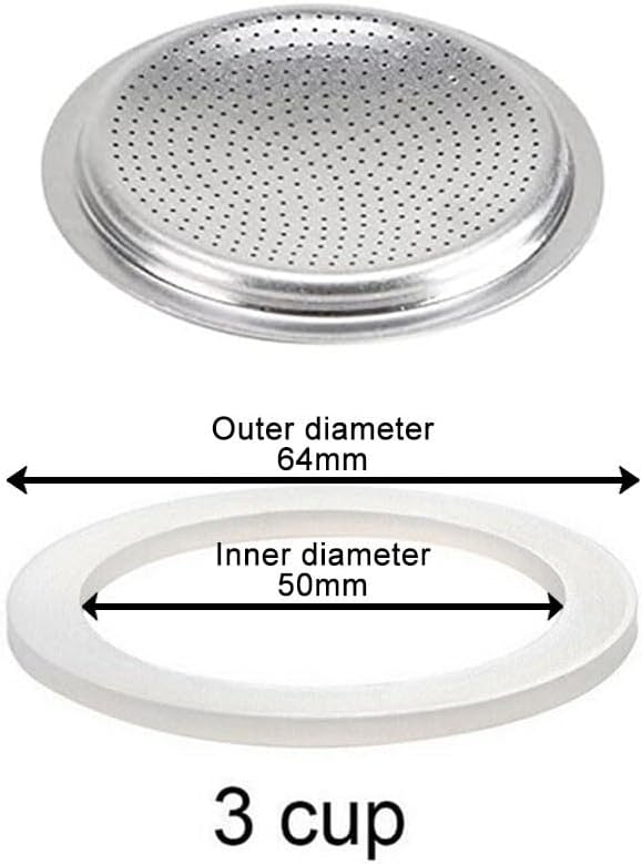 1/2/3/6/9/12 Cup Espresso Maker Replacement Gasket, Coffee Maker Rubber Gasket, Moka Pot Silicone Seal For Espresso Moka Stove Pot, Stovetop Espresso Maker Seal (3 cup+sieve)