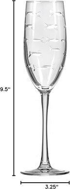 Rolf Glass School of Fish 8oz Champagne Flute Glass | Toasting Flute Glasses | Lead-Free Glass | Etched Flute Glasses | Proudly Made in the USA (Set of 2)