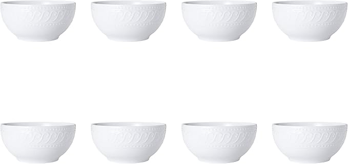 Pfaltzgraff Sylvia 32-Piece White Dinnerware Set, Service for 8, Durable Stoneware Plates, Bowls, and Mugs, Microwave and Dishwasher Safe
