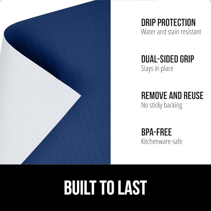 GORILLA GRIP DripGuard Drawer and Shelf Liner for Cabinet, Slip Resistant Non Adhesive Protection for Kitchen, BPA Free Smooth Surface Plastic Liners for Cabinets, Drawers, 12x240 Inch, Navy Blue