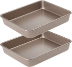 11 Inch Baking Sheets Pan Nonstick Set of 2, Walooza Cookie Sheet Replacement Toaster Oven Tray, Deep Size 2 inch Bakeware, Non Toxic & Heavy Duty & Easy Clean