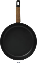 Oster Platinum Oxburg 12 Inch Frying Pan Forged Aluminum PFA Free Non-toxic Premium Ceramic Non Stick Interior Skillet, Kitchen Egg Pan, Omelet Pan - Black w/Wood Handles