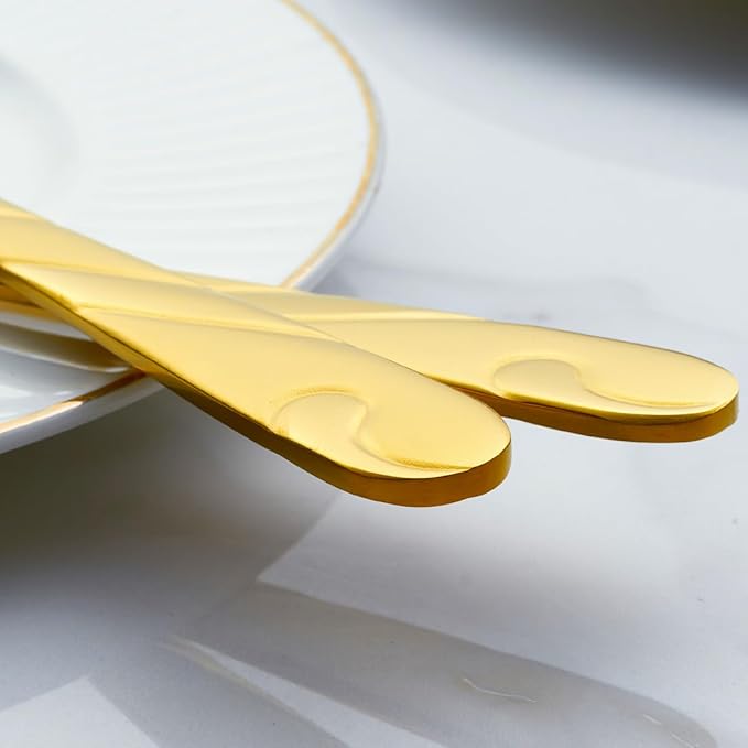 Gold Silverware Set for 12, 60-Piece Stainless Steel Flatware Set, Shiny Gold Metal Cutlery Set, Include Spoon, Fork and Knife Set, Dishwasher Safe