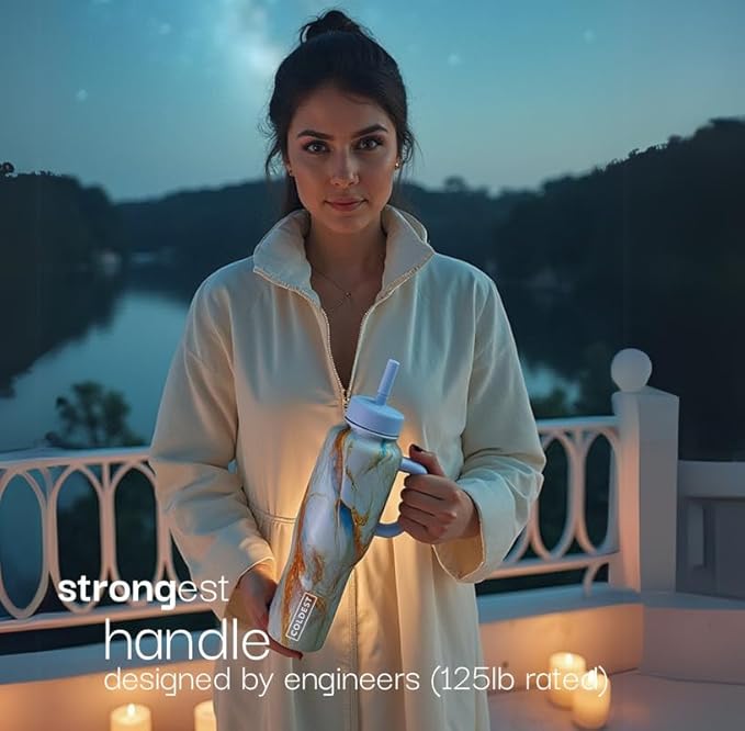 Coldest Tumbler with Handle and Straw - 100% Spill Proof Tumbler with Straw (3 Lids) - Stainless Steel Insulated Leakproof Tumblers for Women & Men - Cup Holder Friendly - 36 oz (Tulip Nova)