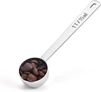 Long Handle Coffee Scoop: 5.64 Inch 18/8 Stainless Steel 1 Tablespoon Metal Measuring Spoon Tbsp Scoop for Coffee Beans, Grounds Coffee, Coffee Powder, Tea, Tall Jars (1Tbsp/15ml)