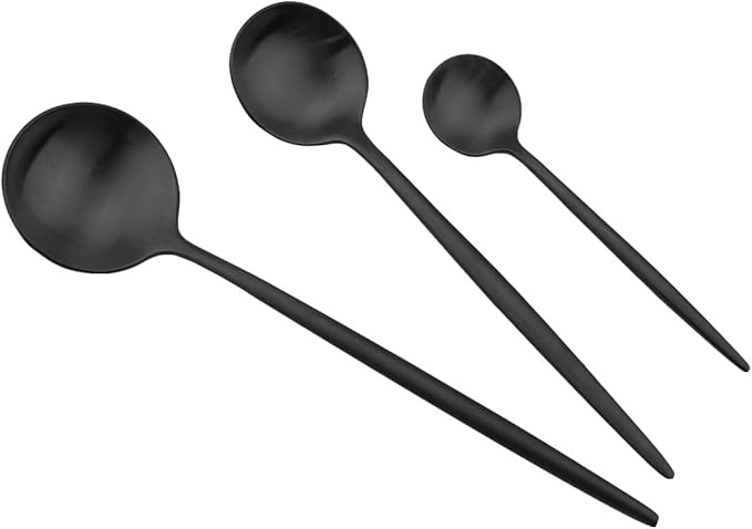 JASHII Luxury Black Flatware, Silverware Sets, 24-pieces Elegant Cute 18/10 Stainless Steel Silverware Set for Eating Home Kitchen Hotel Restaurant, Service Sets for 4 People, Dishwasher Safe