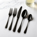 Roberts & Belk 20-Piece Camden Black Silverware Set – Flatware for 4 – High Mirror Stainless Steel Utensils with Knives, Forks & Spoons